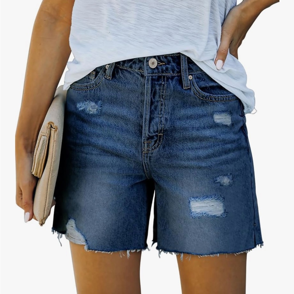 Women's MidHigh-Waisted Distressed Denim Shorts